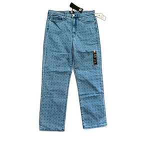 Dee Ocleppo Blue Logo Print Straight-Leg Jeans | Size 10 | NWT